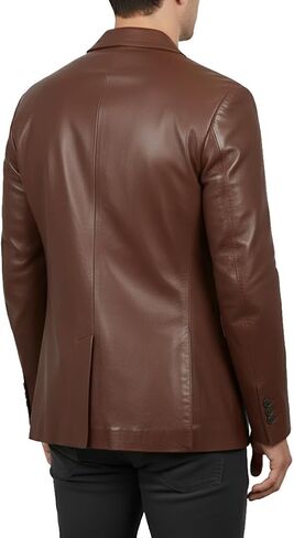 Genuine Lambskin Leather Blazer for Men Business Casual Mens 2 Buttons Leather Sport Coat in Saudi Arabia