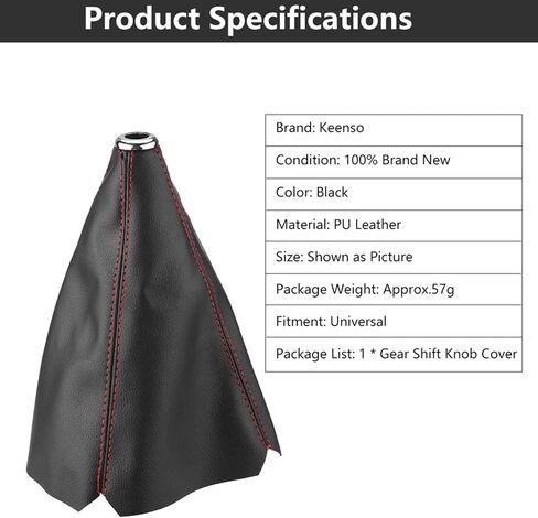 Kodriy Manual Shift Boot Cover, Universal Shift Boots and Knobs Sleeve, Black PU Shift Boot Gear Knob Sleeve, Red Line Gear Shift Knob Dust Cover for Cars Accessories, 26 x 23cm in Saudi Arabia