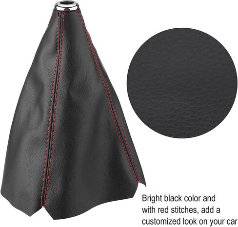 Kodriy Manual Shift Boot Cover, Universal Shift Boots and Knobs Sleeve, Black PU Shift Boot Gear Knob Sleeve, Red Line Gear Shift Knob Dust Cover for Cars Accessories, 26 x 23cm in Saudi Arabia