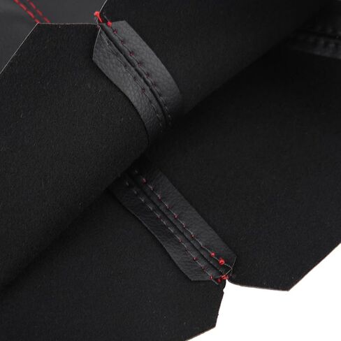 Kodriy Manual Shift Boot Cover, Universal Shift Boots and Knobs Sleeve, Black PU Shift Boot Gear Knob Sleeve, Red Line Gear Shift Knob Dust Cover for Cars Accessories, 26 x 23cm in Saudi Arabia