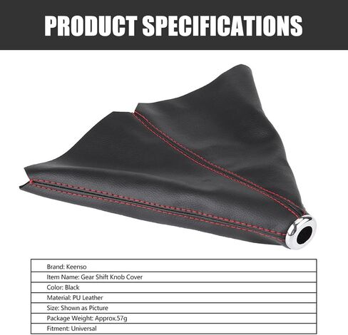 Kodriy Manual Shift Boot Cover, Universal Shift Boots and Knobs Sleeve, Black PU Shift Boot Gear Knob Sleeve, Red Line Gear Shift Knob Dust Cover for Cars Accessories, 26 x 23cm in Saudi Arabia
