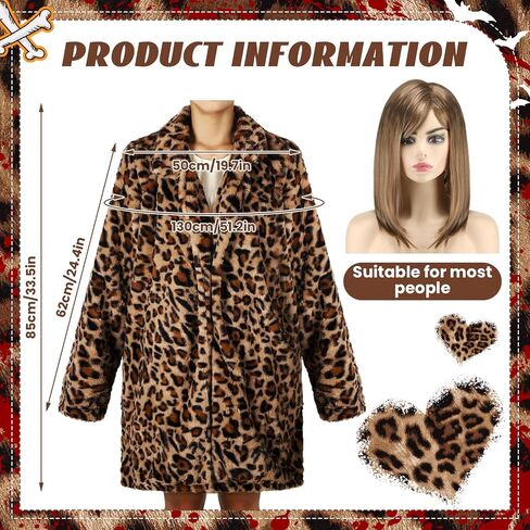 Mepase 3 Pcs Women Halloween Cosplay Costume Include Strawberry Blonde Middle-length 16 Inch Wigs Faux Fur Jackets White Handheld Prop Accessory for Halloween in Saudi Arabia