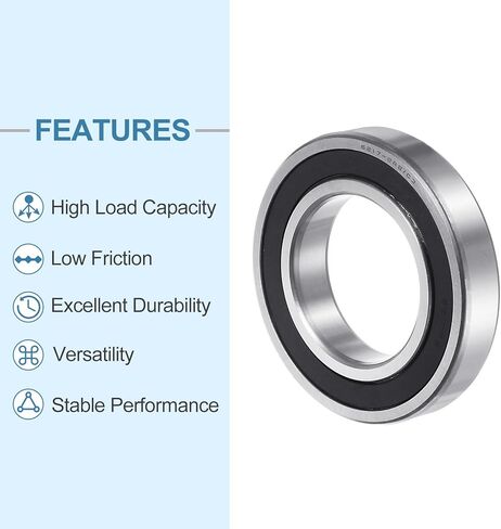 uxcell 6215-2RS Deep Groove Ball Bearing 75x130x25mm C3 Clearance Radial Bearing, Double Sealed ABEC1 Chrome Steel Bearings, Single Row in Kuwait