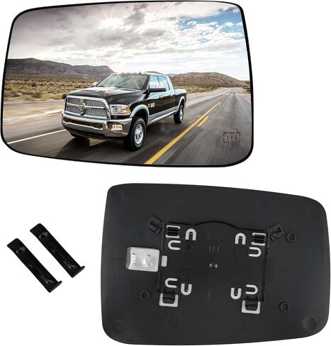 Driver Left Side Door Heated Mirror Glass with Rear Holder Power Heated for Dodge Ram 1500 2500 2009-2018, Side View Exterior Convex Mirror, Replace# 68079363AA 68050299AA in Saudi Arabia
