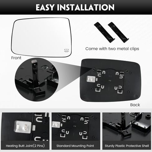 Driver Left Side Door Heated Mirror Glass with Rear Holder Power Heated for Dodge Ram 1500 2500 2009-2018, Side View Exterior Convex Mirror, Replace# 68079363AA 68050299AA in Saudi Arabia