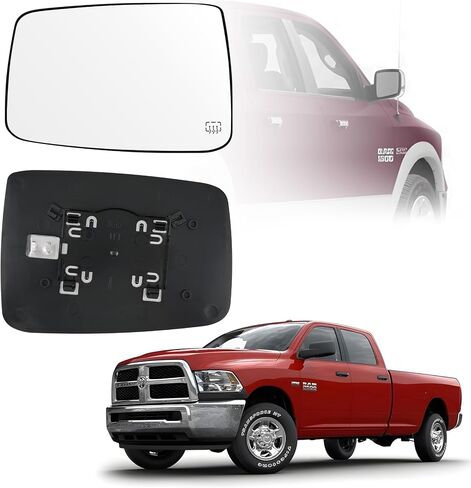 Driver Left Side Door Heated Mirror Glass with Rear Holder Power Heated for Dodge Ram 1500 2500 2009-2018, Side View Exterior Convex Mirror, Replace# 68079363AA 68050299AA in Saudi Arabia