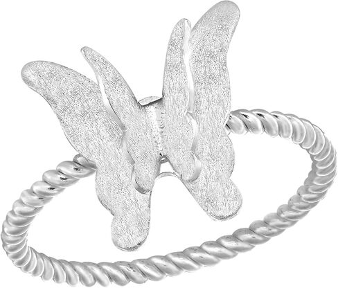 AeraVida Magical Satin Shine 3D Butterfly of .925 Sterling Silver Twisted Band Ring in Saudi Arabia