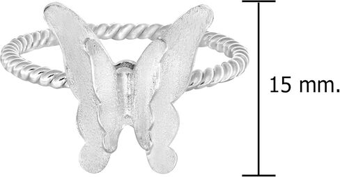 AeraVida Magical Satin Shine 3D Butterfly of .925 Sterling Silver Twisted Band Ring in Saudi Arabia