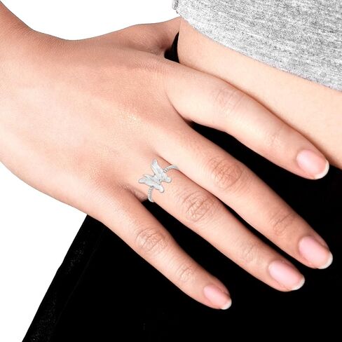 AeraVida Magical Satin Shine 3D Butterfly of .925 Sterling Silver Twisted Band Ring in Saudi Arabia