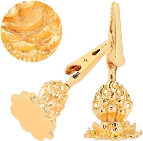 Cabilock 2pcs Incense Holder Clip, 2.36 Inch Incense Coil Spiral Burner, Golden Coil Holder with Lotus Base Buddhism Supplies Tabletop Decor for Home Office in Saudi Arabia