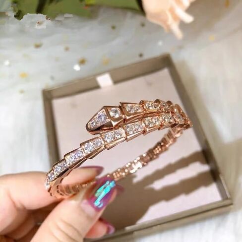7 Inch 925 Silver Moissanite Diamond Bangle Snake Top Luxury Jewelry Fine Jewelry Bracelet Bangles for Unisex Snake Bracelet in Saudi Arabia