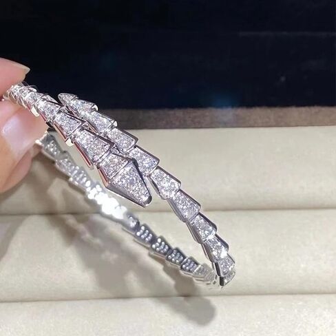 7 Inch 925 Silver Moissanite Diamond Bangle Snake Top Luxury Jewelry Fine Jewelry Bracelet Bangles for Unisex Snake Bracelet in Kuwait