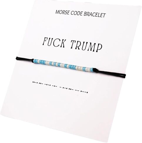 LIU JUN Fck Trump Morse Code Bracelet For Women, Adjustable Boho Activist Anti-Trump Stacked Beaded Bracelets To My Best Friend Originality Gift Jewelry in Saudi Arabia