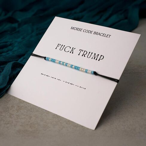 LIU JUN Fck Trump Morse Code Bracelet For Women, Adjustable Boho Activist Anti-Trump Stacked Beaded Bracelets To My Best Friend Originality Gift Jewelry in Saudi Arabia