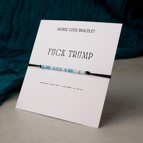 LIU JUN Fck Trump Morse Code Bracelet For Women, Adjustable Boho Activist Anti-Trump Stacked Beaded Bracelets To My Best Friend Originality Gift Jewelry in Saudi Arabia