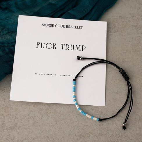 LIU JUN Fck Trump Morse Code Bracelet For Women, Adjustable Boho Activist Anti-Trump Stacked Beaded Bracelets To My Best Friend Originality Gift Jewelry in Saudi Arabia