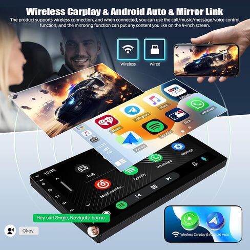 ستيريو سيارة 2+64G Android 13 لسيارة Chevy Colorado GMC Canyon 2015-2019 مع Carplay Android Auto، راديو سيارة بشاشة لمس 9 بوصات مع نظام ملاحة GPS وبلوتوث وراديو FM/RDS SWC+AHD كاميرا احتياطية in Kuwait