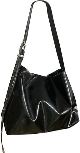 Women's Oversized Hobo Shoulder Bag Soft PU Glossy Leather Crossbody with Adjustable Strap Tote Wallet in Saudi Arabia