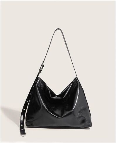 Women's Oversized Hobo Shoulder Bag Soft PU Glossy Leather Crossbody with Adjustable Strap Tote Wallet in Saudi Arabia