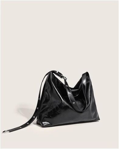 Women's Oversized Hobo Shoulder Bag Soft PU Glossy Leather Crossbody with Adjustable Strap Tote Wallet in Saudi Arabia