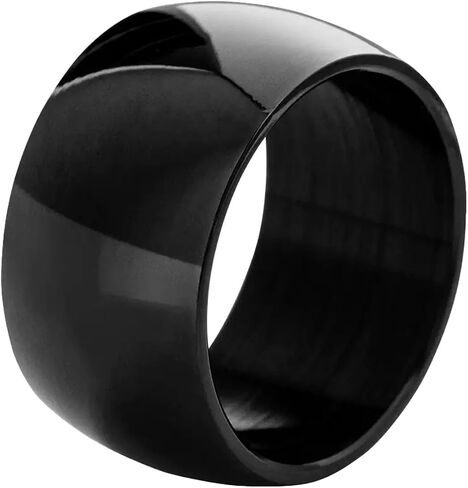 12mm High Polished Dome 316L Stainless Steel Ring, Mirror Finish Comfort Fit Band Gold/Black/Silver Size 5-13 in Saudi Arabia