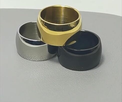 12mm High Polished Dome 316L Stainless Steel Ring, Mirror Finish Comfort Fit Band Gold/Black/Silver Size 5-13 in Saudi Arabia