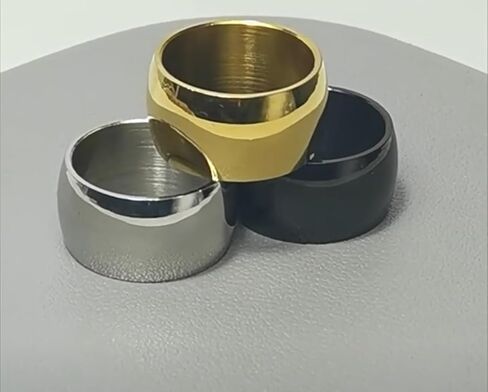 12mm High Polished Dome 316L Stainless Steel Ring, Mirror Finish Comfort Fit Band Gold/Black/Silver Size 5-13 in Saudi Arabia