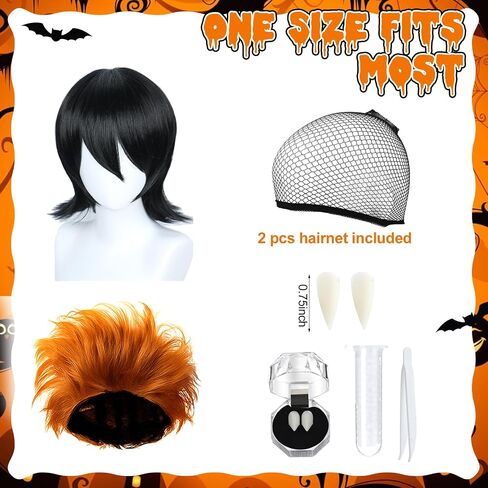 8 Pcs Halloween Hotel Couples Costume Adults Vampire Costume Accessories Wigs Fingerless Gloves Sleeves Red and Black Sriped Socks Vampire Dentures Teether Tweezers for Cosplay Party in Saudi Arabia