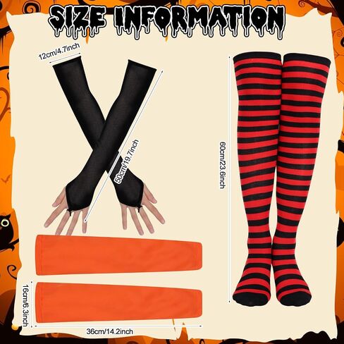 8 Pcs Halloween Hotel Couples Costume Adults Vampire Costume Accessories Wigs Fingerless Gloves Sleeves Red and Black Sriped Socks Vampire Dentures Teether Tweezers for Cosplay Party in Saudi Arabia