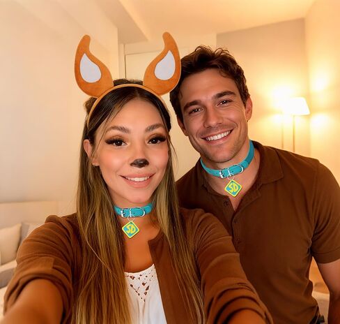 Dog Ears and Collar Costume for Adult Women Men Humans, Costume Accessories Dog Headband Choker with Tag for Halloween Party in Saudi Arabia