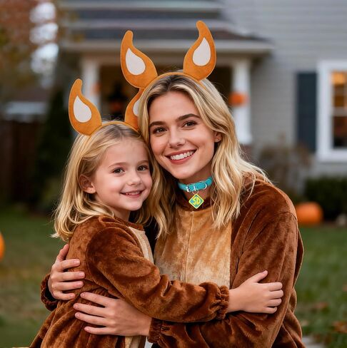 Dog Ears and Collar Costume for Adult Women Men Humans, Costume Accessories Dog Headband Choker with Tag for Halloween Party in Saudi Arabia