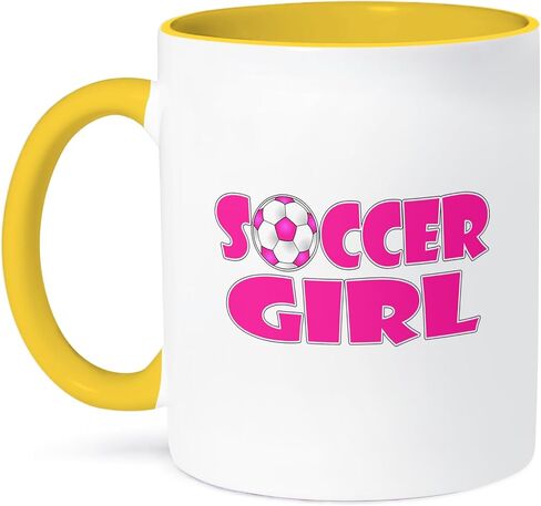 مج 3dRose Soccer Girl باللونين الوردي والأبيض، 11 أونصة، متعدد الألوان in Saudi Arabia