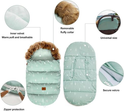 Baby Stroller Bunting Bags Stroller Footmuff Universal Sleeping Bag Winter Outdoor Hooded Bunting Bag Windproof and Water-Resistant Suitable Below 5 ℃ in Kuwait