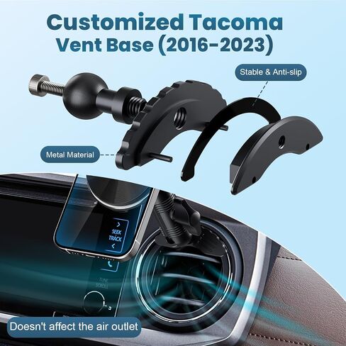 حامل هاتف مغناطيسي لتنفيس السيارة لسيارة Toyota Tacoma 2016 -2023، حامل هاتف محمول من الجيل الثالث من Tacoma مع ذراع معدني يدور 360 درجة قابل للتعديل 20x حامل هاتف مغناطيسي قوي للغاية مناسب لجميع الهواتف الذكية in Kuwait