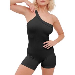 Super Eagle® Women's Single Shoulder Jumpsuit - All in One Sliming Bodycon Ribbed Gym Outfit Tummy Control in Saudi Arabia