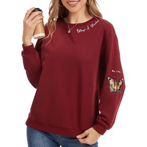 Crewneck Graphic Sweatshirts Women- Casual Butterfly Printed Pullover Long Sleeve Fall Shirts Top in Saudi Arabia
