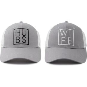 قطعتان من قبعات سائقي الشاحنات Hubby and Wifey للرجال والنساء، قبعة بيسبول شبكية مطرزة قابلة للتعديل in Kuwait