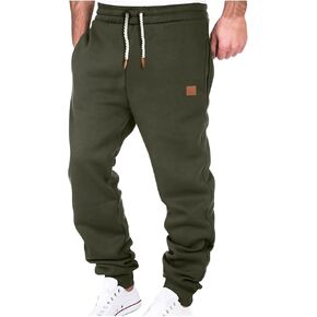Mens Jogging Casual Cargo Pants Relaxed Fit Drawstring Elastic Waist Workout Athletic Sweatpants with Multi Pockets in Kuwait