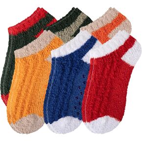 COOVAN 6 Pairs Fuzzy Ankle Socks for Women Warm Cozy Non Slip Slipper Socks in Kuwait