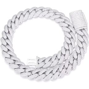 20mm Iced Out Cuban Link Chain 18K White Gold Plated 4-Row dense 5A+ Cubic Zirconia Bling Diamond Necklace Hip Hop Rapper Luxury Jewelry Thick Heavy Cuban Link Chain for Men in Kuwait