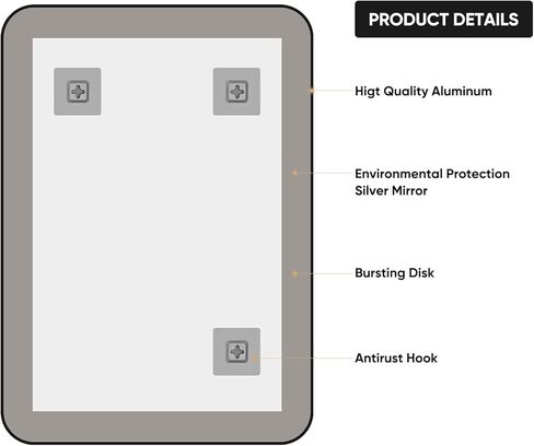 Black Metal Framed Mirror Rectangle Wall Mount Bathroom Vanity Mirror, 20" X 28" in Kuwait