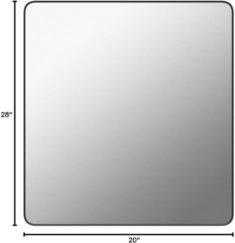 Black Metal Framed Mirror Rectangle Wall Mount Bathroom Vanity Mirror, 20" X 28" in Kuwait