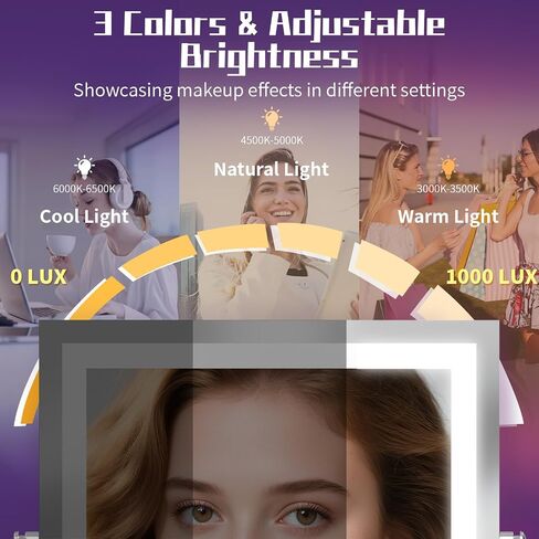 Wall Mounted Makeup Mirror with Lights 4000mAh Rechargeable Double Sided 1X/10X Magnifying Lighted Vanity Mirror with 3 Color Lights & Touch Dimmable 360° Rotation Extension Swing Arm for Bathroom in Saudi Arabia