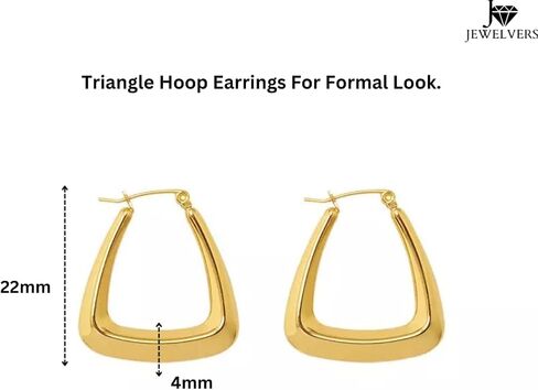 18k Gold plated thick hollow hoop earring for Women | French Hoop Lighweight gold earring for dailywear | Chunky Croissant Hoops in Saudi Arabia