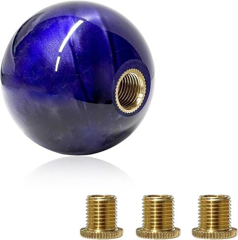 Round Ball Shift Knob, Marble Style Gear Lever Stick Shifter Knobs with 3 Adapters, Universal Spherical Gear Shifter Grip for 5 6 Speed Manual Auto Vehicles, Car Accessories (Marble-Dark Blue) in Saudi Arabia