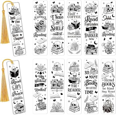 Luvsweeets UV DTF Bookmark Stickers - 16 Sheets Book Lover UV DTF Decals for Acrylic Bookmarks Waterproof Bookish Rub on Transfer Stickers UVDTF Wraps for DIY Blank Bookmarks Teacher Gifts in Kuwait