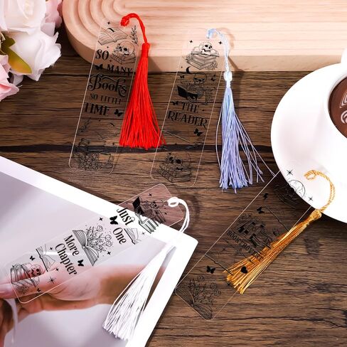 Luvsweeets UV DTF Bookmark Stickers - 16 Sheets Book Lover UV DTF Decals for Acrylic Bookmarks Waterproof Bookish Rub on Transfer Stickers UVDTF Wraps for DIY Blank Bookmarks Teacher Gifts in Kuwait