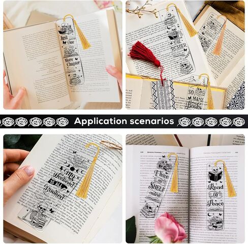 Luvsweeets UV DTF Bookmark Stickers - 16 Sheets Book Lover UV DTF Decals for Acrylic Bookmarks Waterproof Bookish Rub on Transfer Stickers UVDTF Wraps for DIY Blank Bookmarks Teacher Gifts in Kuwait