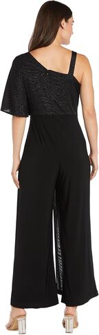 R&M Richards Elegant Formal Jumpsuit W/Asymmetrical Glitter Knit Overlap & One Shoulder Strap in Saudi Arabia