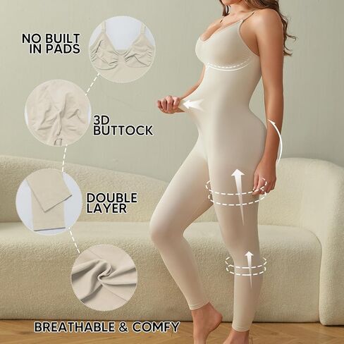 Unitard Jumpsuits for Women Tummy Control Capri Bodysuits Cropped Yoga Body Suit Compression Jumpsuits in Saudi Arabia